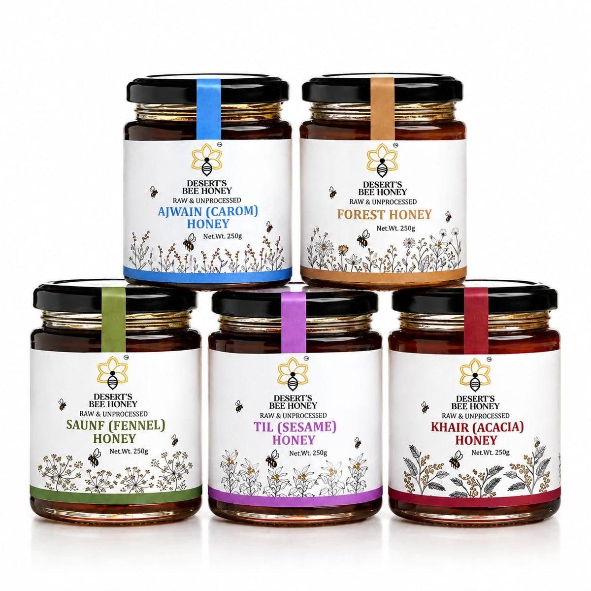 5 Varieties Honey Tasting Combo