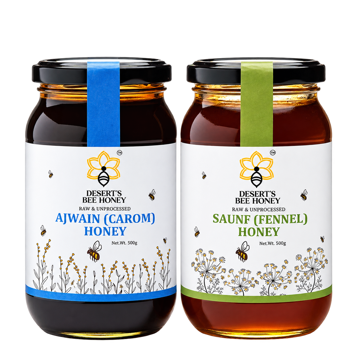 Saunf (Fennel) & Ajwain (Carom) Raw Honey Combo